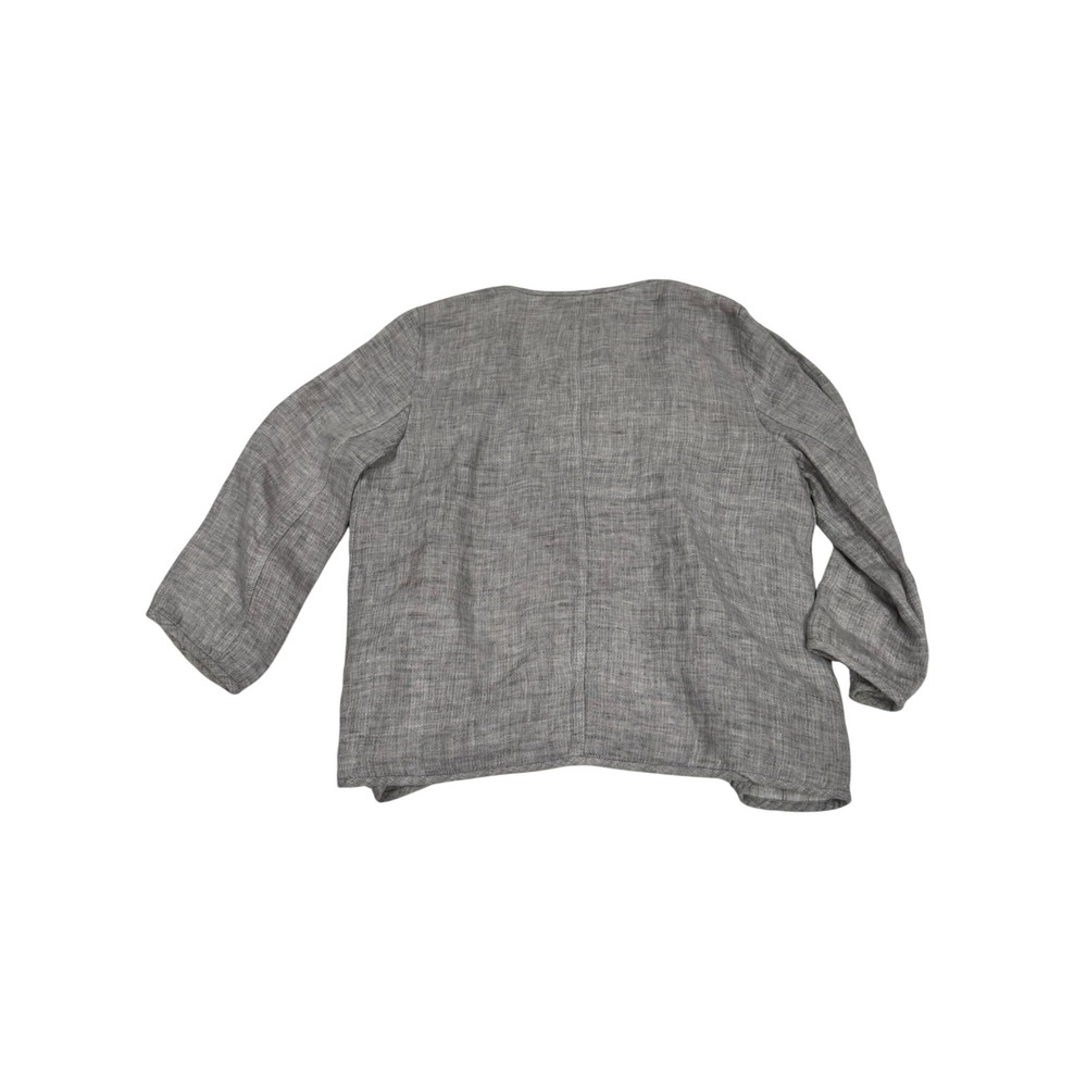 Eileen Fisher Grey Linen Blend Open Front Cardigan Jacket Small Pockets - Picture 4 of 10